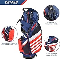 Vista 4 de Bolsa de Soporte de Golf, Ligera con Divisores Superiores de 14 Compartimentos, Bolsa de Transporte de Golf con 8 Bolsillos, Bolsa de Golf