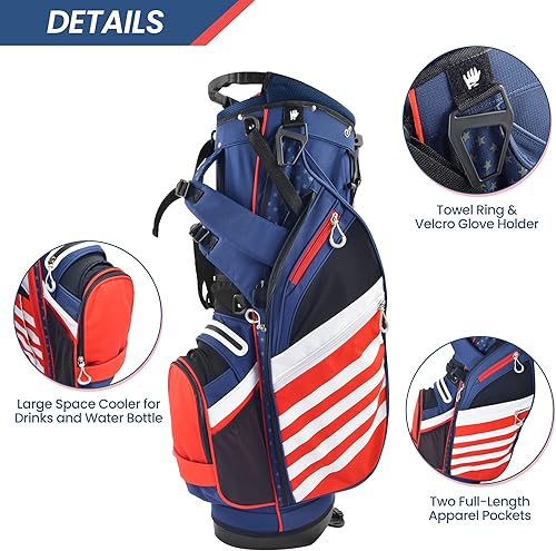 Miniatura 4 de BOBOPRO Bolsa de Soporte de Golf, Ligera con Divisores Superiores de 14 Compartimentos, Bolsa de Transporte de Golf con 8 Bolsillos, Bolsa de Golf
