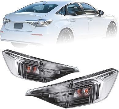 Tail Light Assembly Compatible With 2022-2024 Honda Civic Replacement for 34155-T20-A01 34150-T20-A01, 33550-T20-A01 33500-T20-A01 Taillight Rear Lamp Set