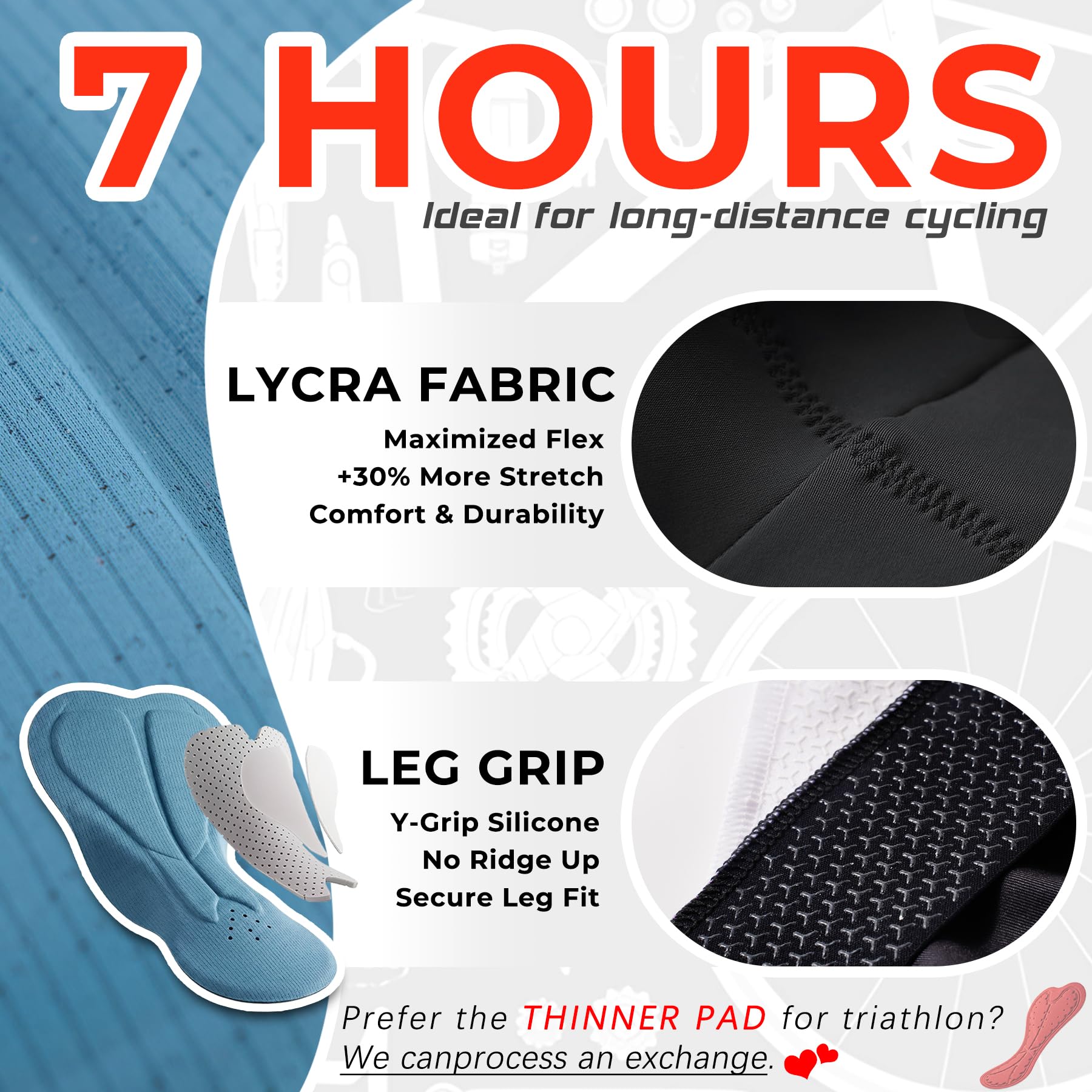 Mono Ciclismo Hombre Manga Corta con Badana Engrosada | Trisuit Traje de Bicicleta Carretera para Larga Distancia | Ropa para Indoor Cycling, Spinning & Triatlón