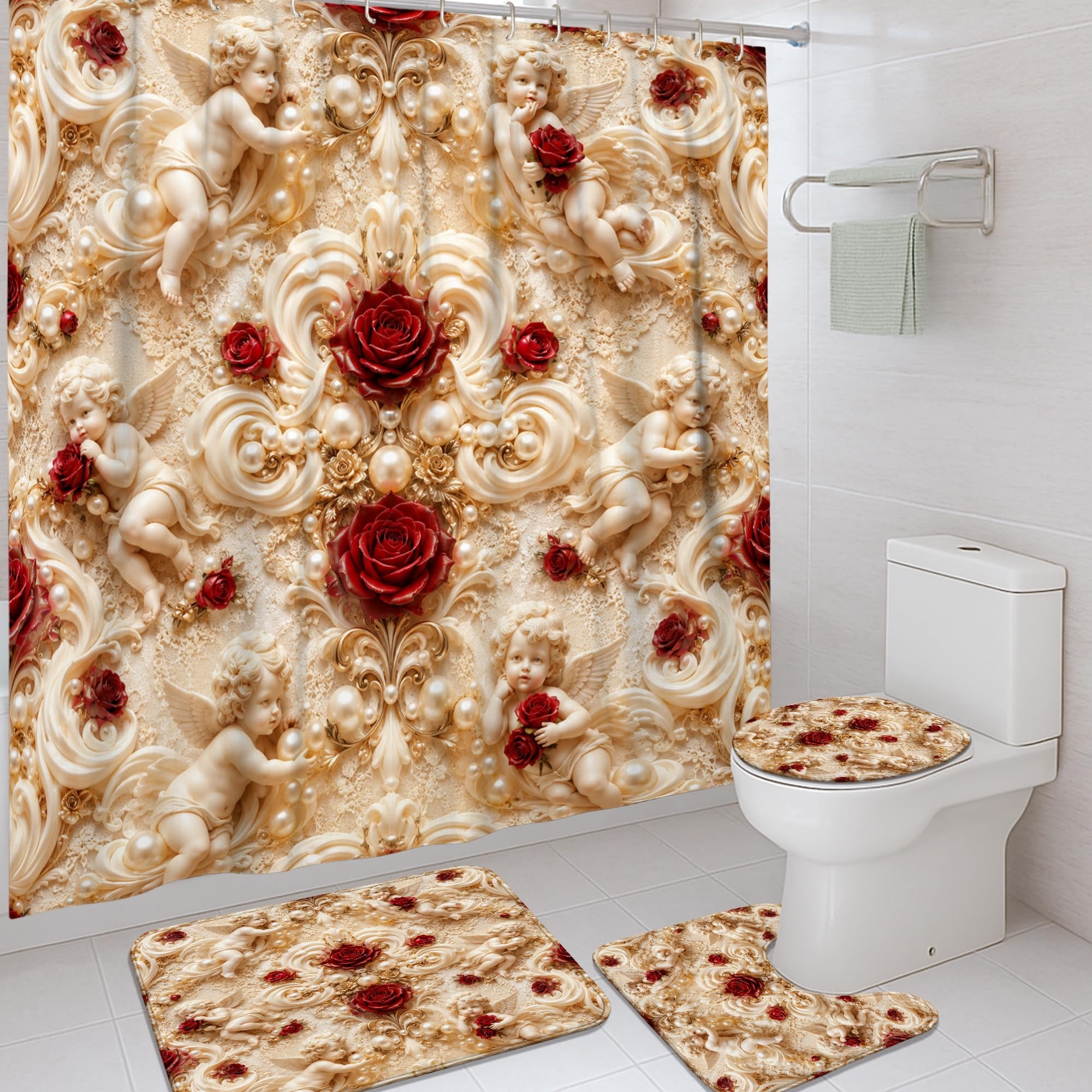 Rideau de douche baroque anti-éclaboussures et lavable pour la maison
