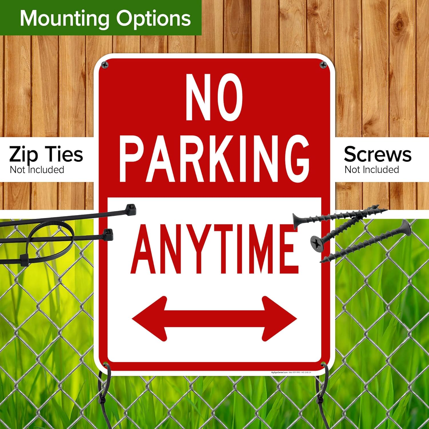 No Parking Anytime Sign, 18"x24" Polyethylene, Indoor/Outdoor Use, USA MADE By My Sign Center(MS-1148)