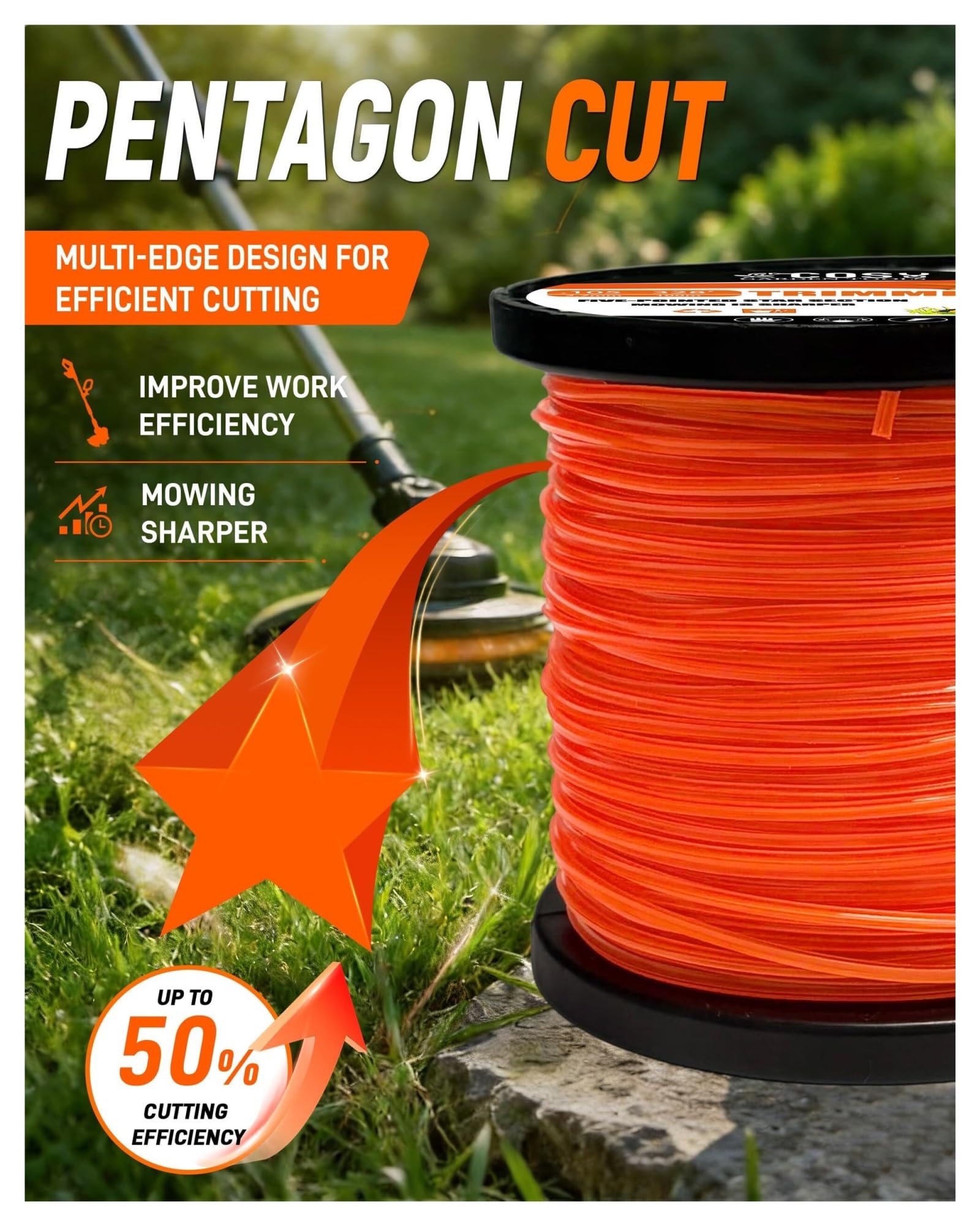Filo Pentagramma per decespugliatore 2,4 mm x 130 m Nylon