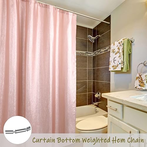 Miniatura 5 de Cortina de ducha con purpurina rosa rubor cortinas de tela metálica brillante para decoración de baño de niñas, accesorios de baño y juego de regalo