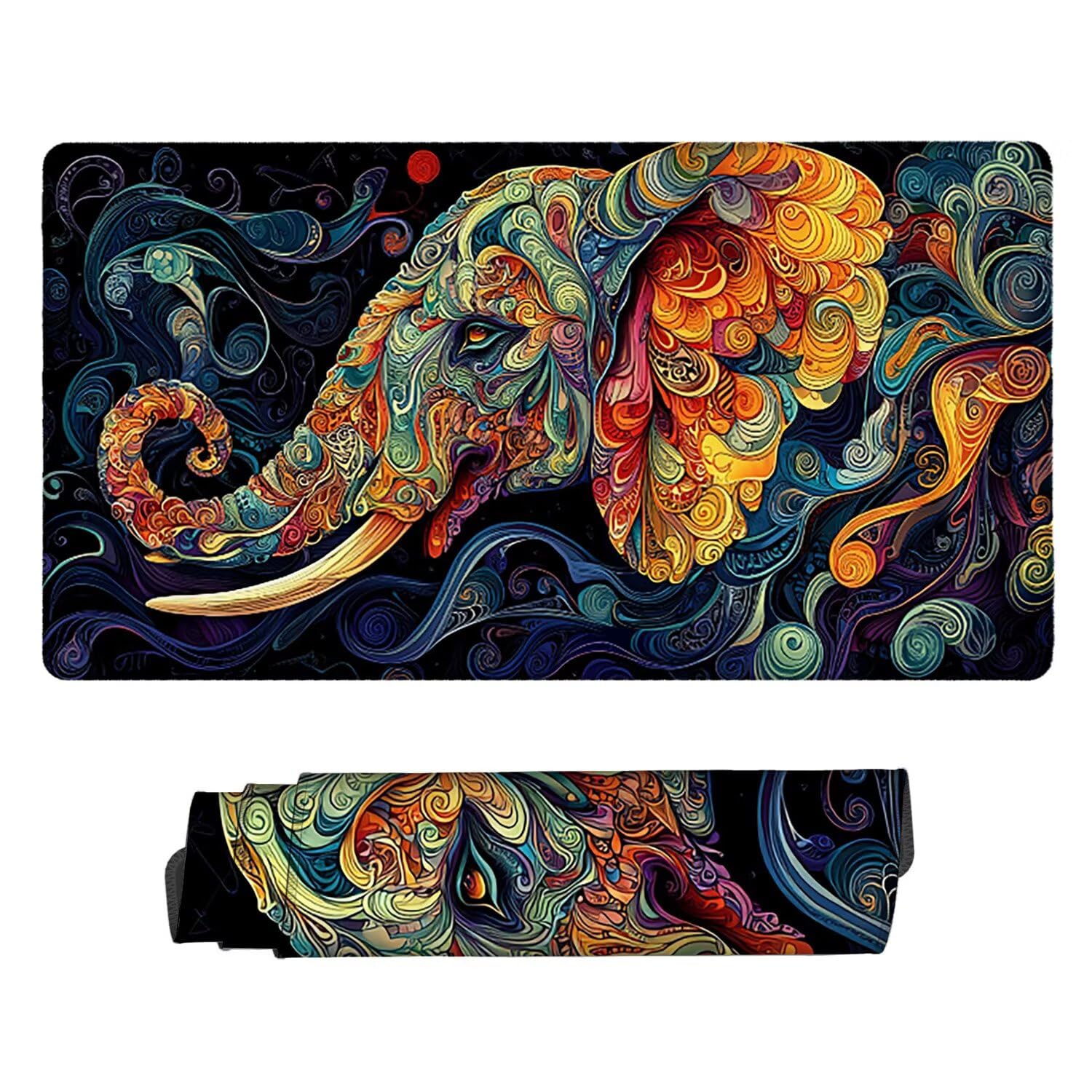 Podkładka pod mysz XXL 1200 x 600 mm duża podkładka pod mysz do gier, wodoodporne i antypoślizgowe gumowe podkładki pod mysz, podkładka pod mysz z wszytymi krawędziami do komputera, PC (słonie) x-126