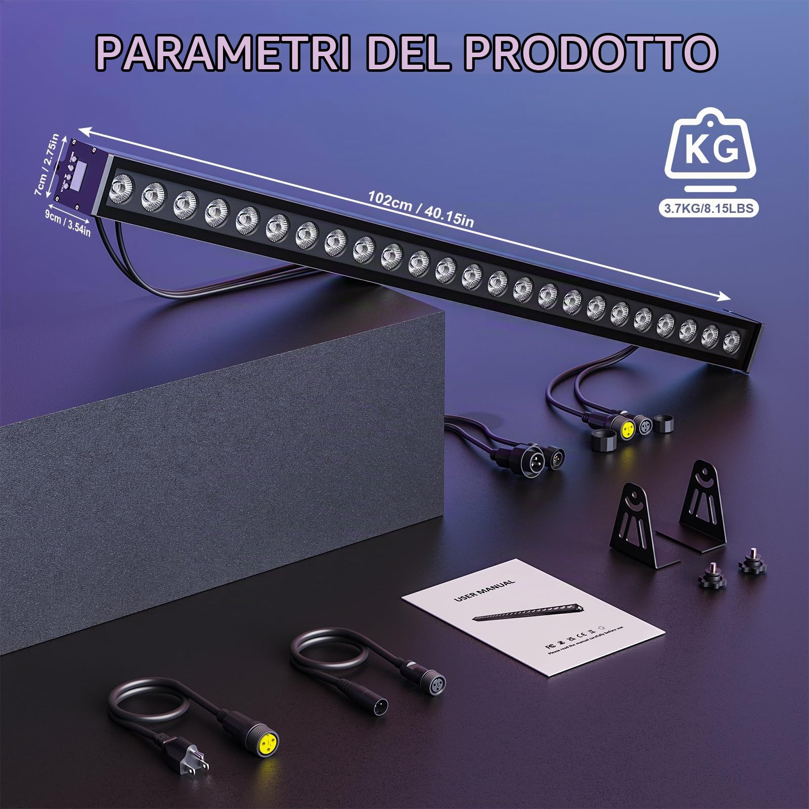 Impermeabile Wallwasher,120W 24 LED (3 in 1) Barra Luminosa,Yespick Luce da Palcoscenico Luci Effetti Luce Stroboscopica,Illuminazione Palco per Feste Bar DJ Discoteca Matrimonio Concerti Festival