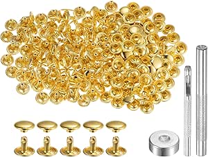 Amazon.com: HARFINGTON 200 Sets Leather Rivets 10mm x 8mm Metal Double ...