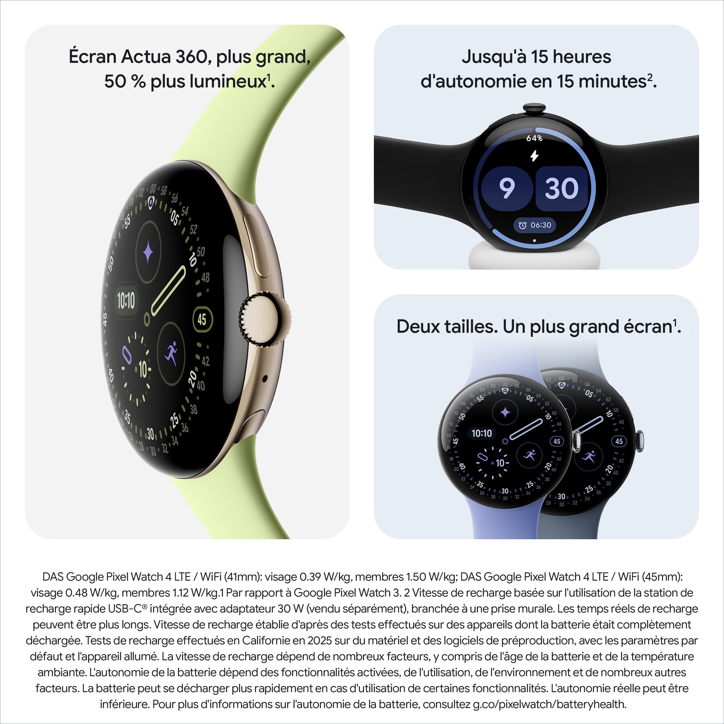 Google Pixel Watch 4 (41 mm) – Montre connectée Android, Suivi Complet des données de santé et de Remise en Forme – Boîtier en Aluminium Noir Mat – Bracelet Sport Noir Volcanique – Wi-FI