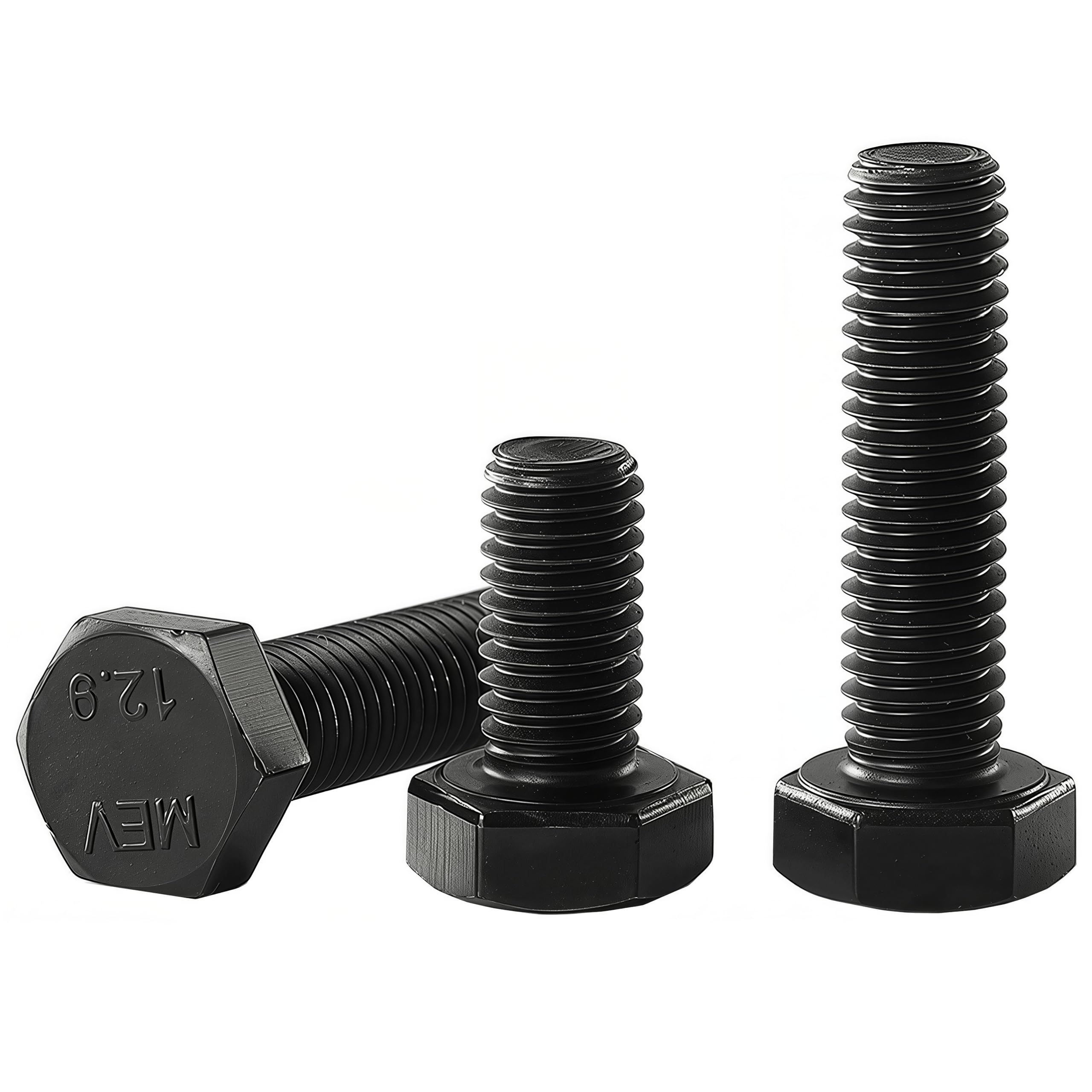 YIIFLY M12x 30mm, M12 Hex Head Screws Bolts, M12x1.75 bolt, 12.9 Grade Alloy Steel, Hexagon Head Bolts, Black Oxide Finish, Full Thread,Quantity 8