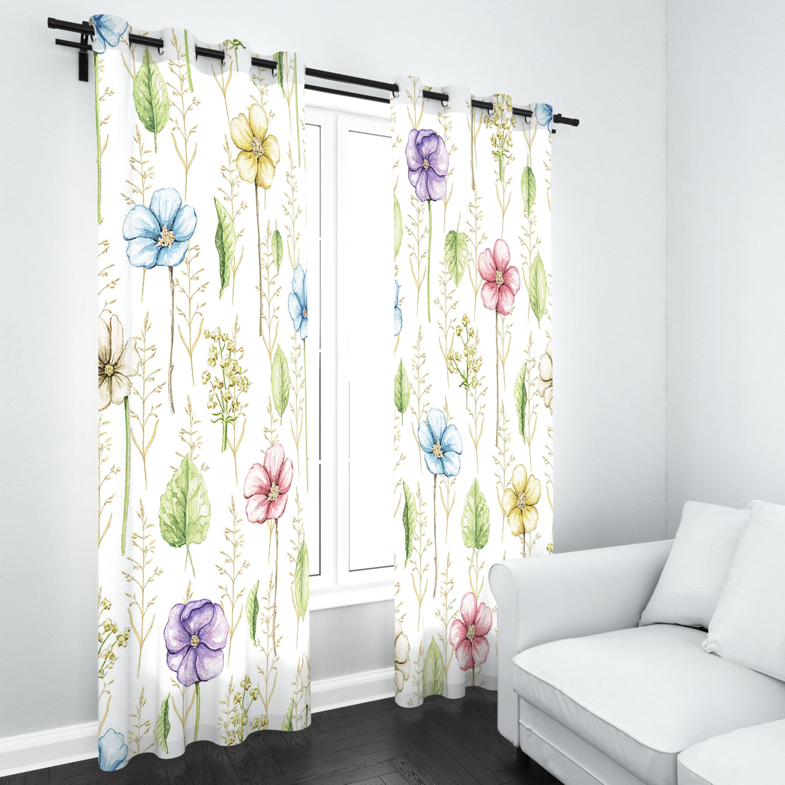 Bunt Blumenmotiv Gardinen - Set da 2 pezzi, motivo floreale, 260 x 140 cm, per Wohnzimmer & Schlafzimmer e Schlafzimmer Landhausstil Decor