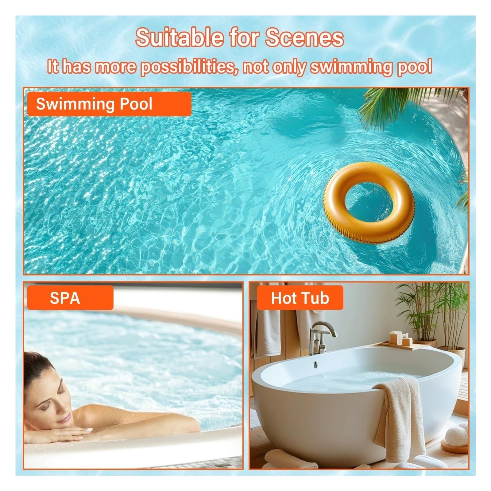 Tester dell'Acqua, Misuratore Digitale della qualità dell'Acqua 7 in 1 for Piscine Spa PH/ORP/Sale/TDS/EC/Temp