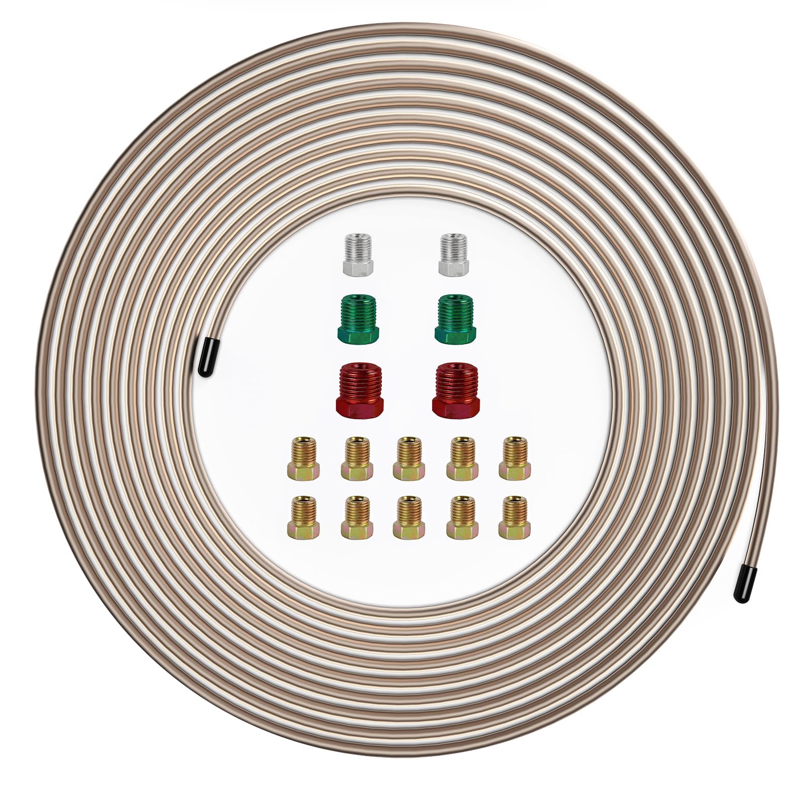 MuHize 3/16" Brake Line Kit 25Ft Copper Nickel Tubing with 16 Fittings