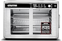 Gourmia 37Qt French Door Air Fryer Oven: FryForce 360° Convection, 12 Presets, Fits 13" Pizza, Dishwasher-Safe Stainless Steel