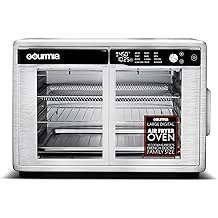 Gourmia French Door Air Fryer Oven - 37 Qt Large Capacity Convection Toaster Oven, FryForce 360&deg;, Digital Display, 12 Cooking Presets, Dehydrate, Fits 13&rdquo; Pizza, Dishwasher-Safe, Stainless Steel