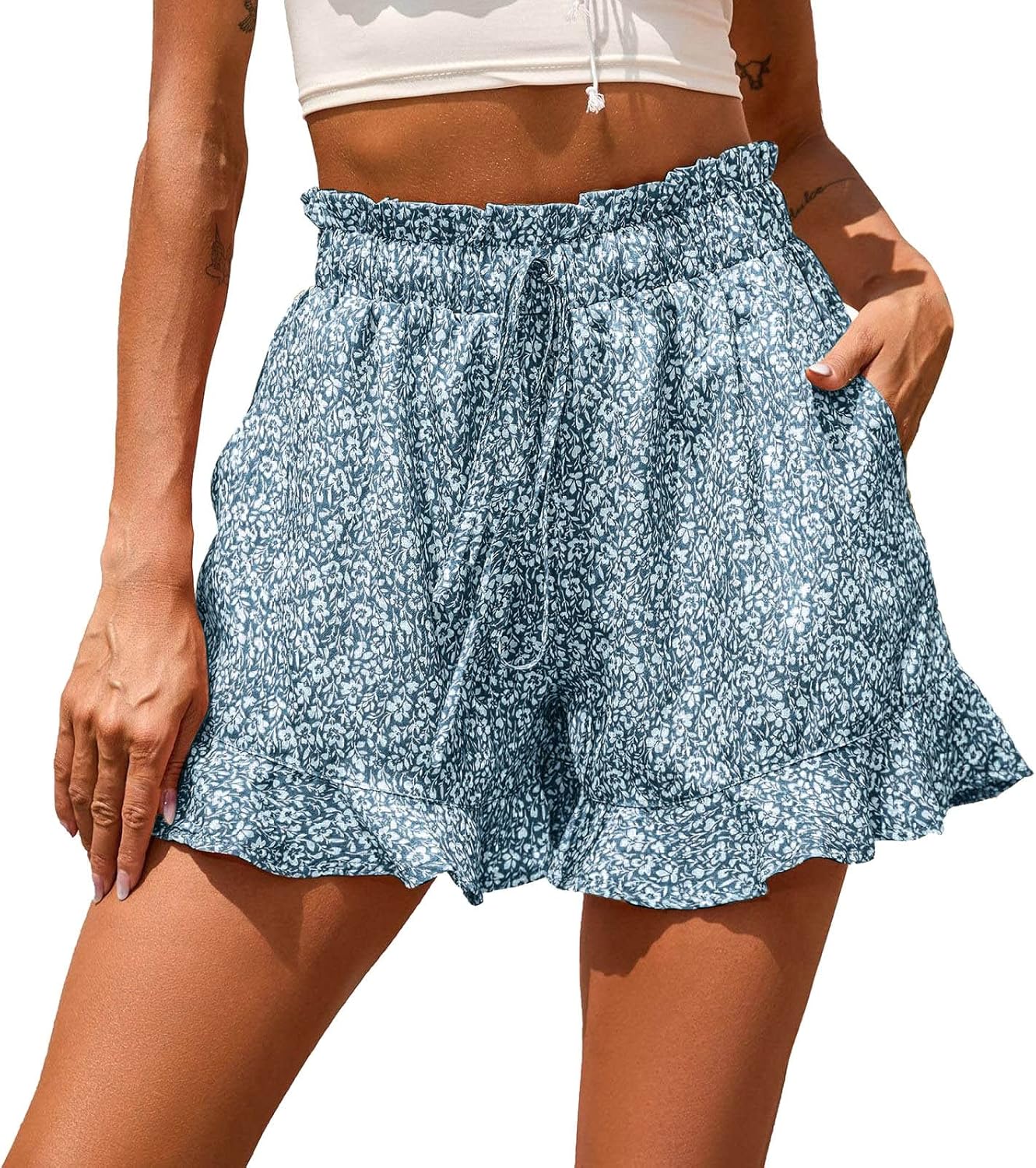 Century Star Damen Sport Shorts - 2-in-1 Laufhose Mit Handytasche, Hoher Taille