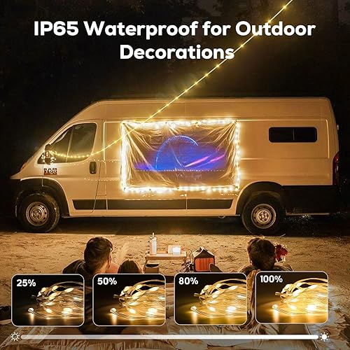 Miniatura 9 de Luces de Navidad para exteriores, 200 luces LED de 66 pies con control remoto, luces para exteriores enchufables, 11 modos de iluminación, IP65
