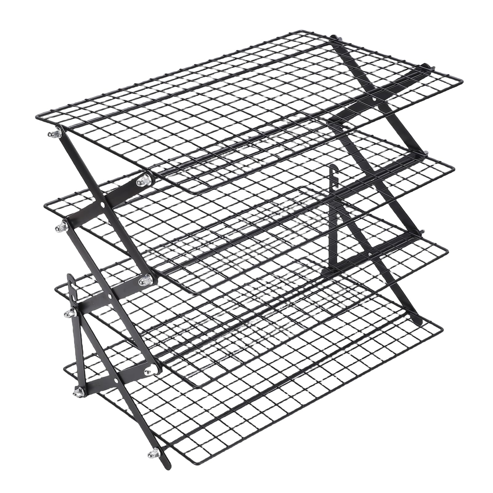 Rejilla de Enfriamiento Plegable de Hierro de 4 Niveles para Hornear, Flujo de Aire Eficiente para Galletas, Pasteles, Pan, Entusiastas de la Repostería de Pizza