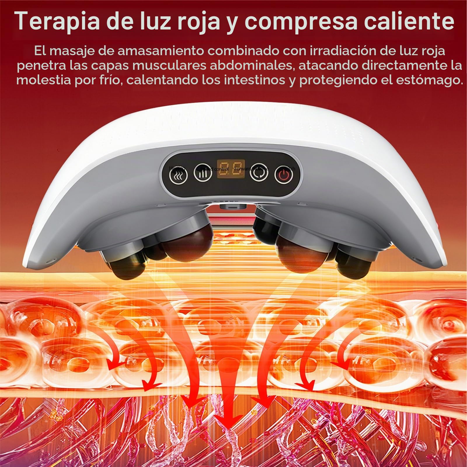 Masajeador Abdominal, Dispositivo de Masajeador Recargable de 2000 mAh con 2 Discos Cinturón de Masaje para la Cintura Inalámbrico con 3 Niveles de Intensidad para Abdomen Cintura Caderas y Piernas