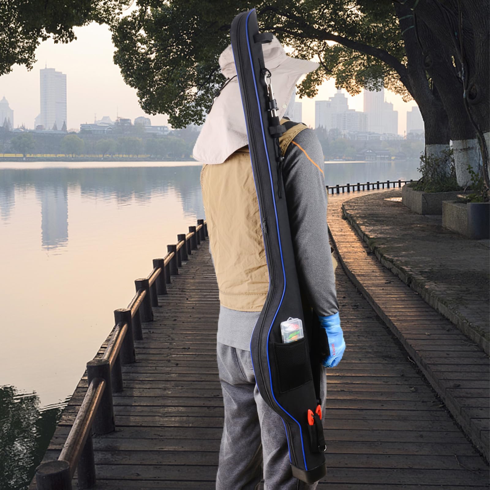 Lixada Bolsa Impermeable para Cañas de Pescar 1,3 m, Almacenamiento Rígida