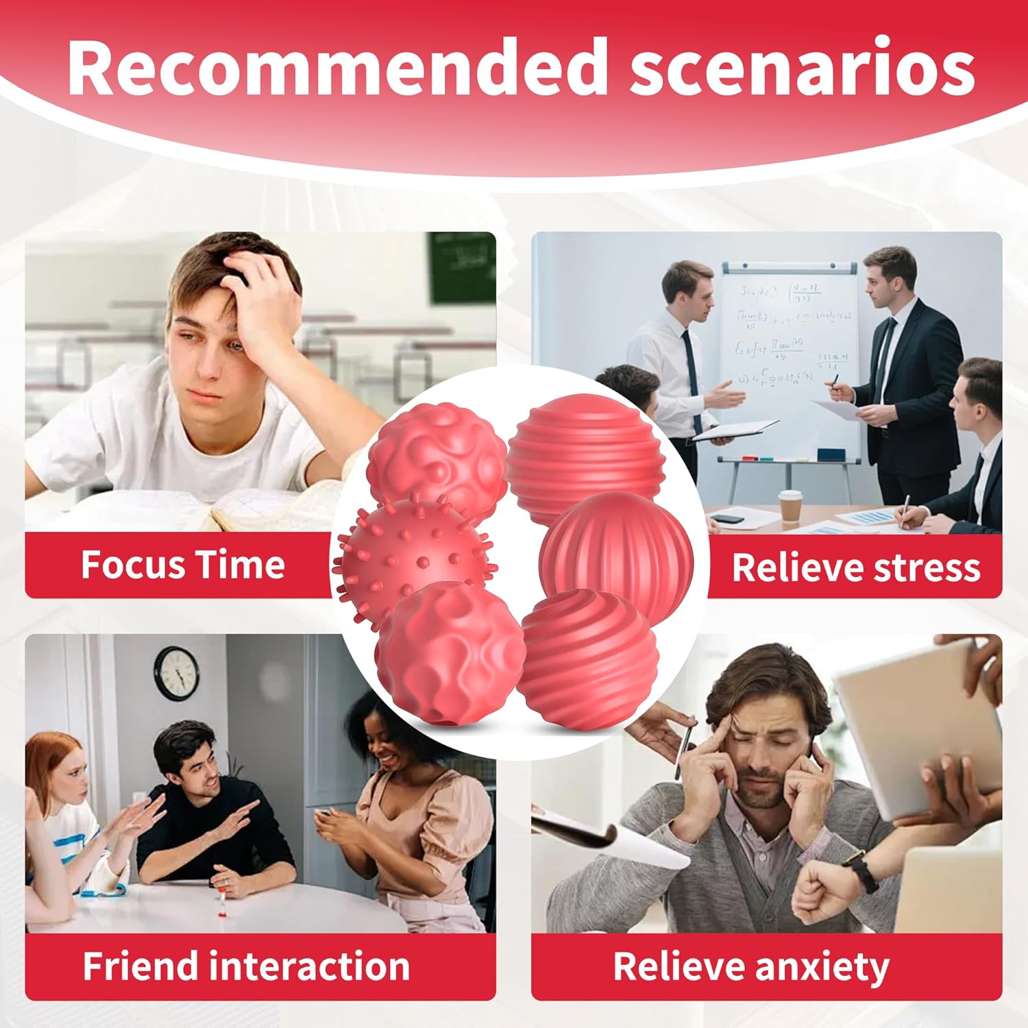 Silicone Magnetic Balls Fidget Toys for Adults Teens ,6PCS Sensory Attraction Balls with Textures Shell ,Silent Office Desk Stress Relief Toy for Autism Anxiety ADHD Gifts for Teens Men Women