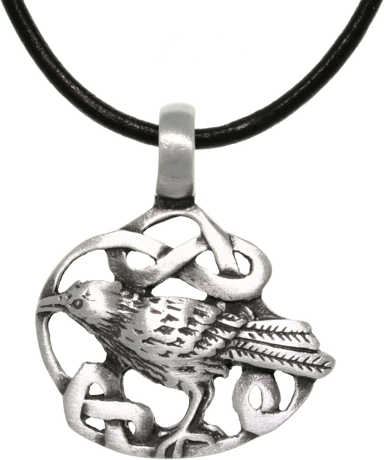 Jewelry Trends Pewter Celtic Crow Pendant with 18 Inch Black Leather Cord Necklace