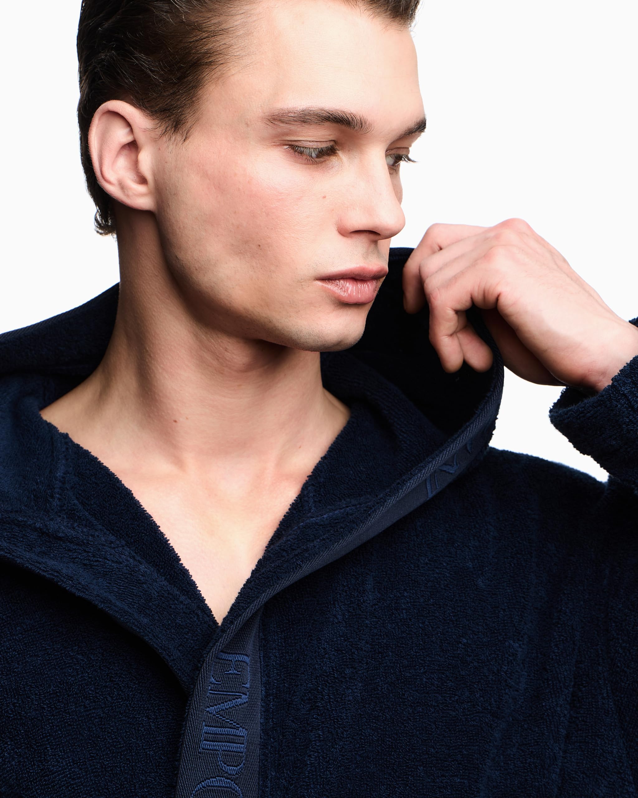 EMPORIO ARMANI Szlafrok męski z gąbką niebieski XL, NIEBIESKI, XL
