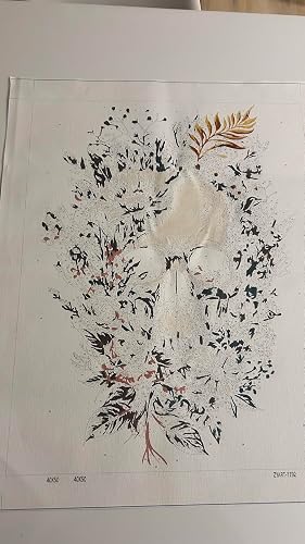 TISHIRON Peinture Par Numéros – Crâne Amour Et Fleurs, Toile 40,6 Cm, Kit DIY Sans Cadre