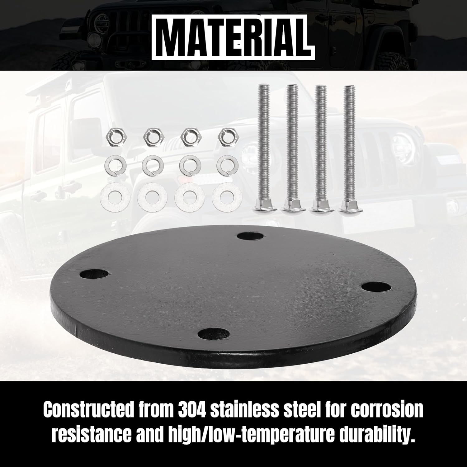 Heavy-Duty Mount Backing Plate Kit for Off-Road Ladder Roof Cargo Rack with Bushings