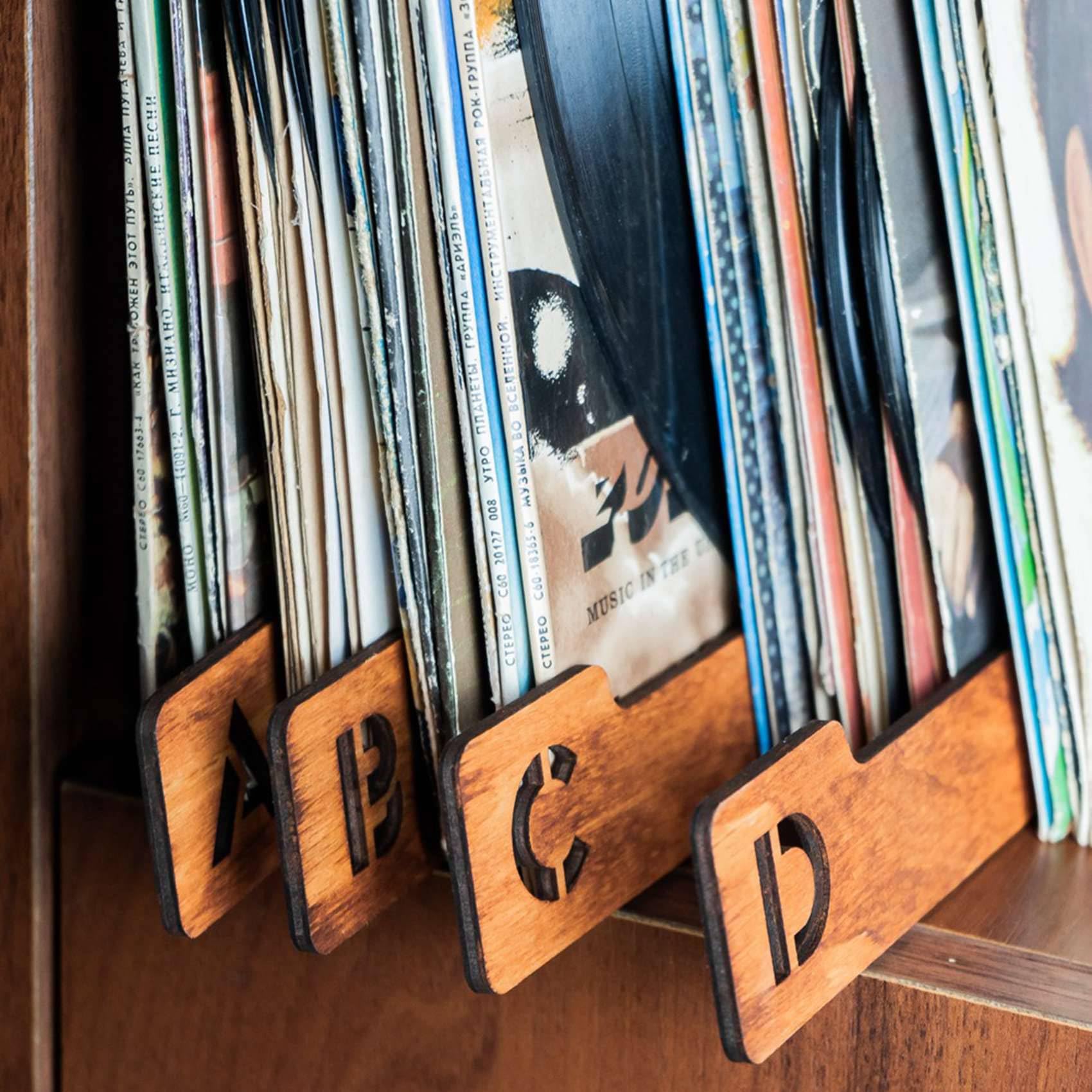 78 Divisori per Dischi nel Legno, Divisori per Dischi nel Vinile nel Ordine Alfabetico, Guide per L'Organizzazione Dei Portadischi