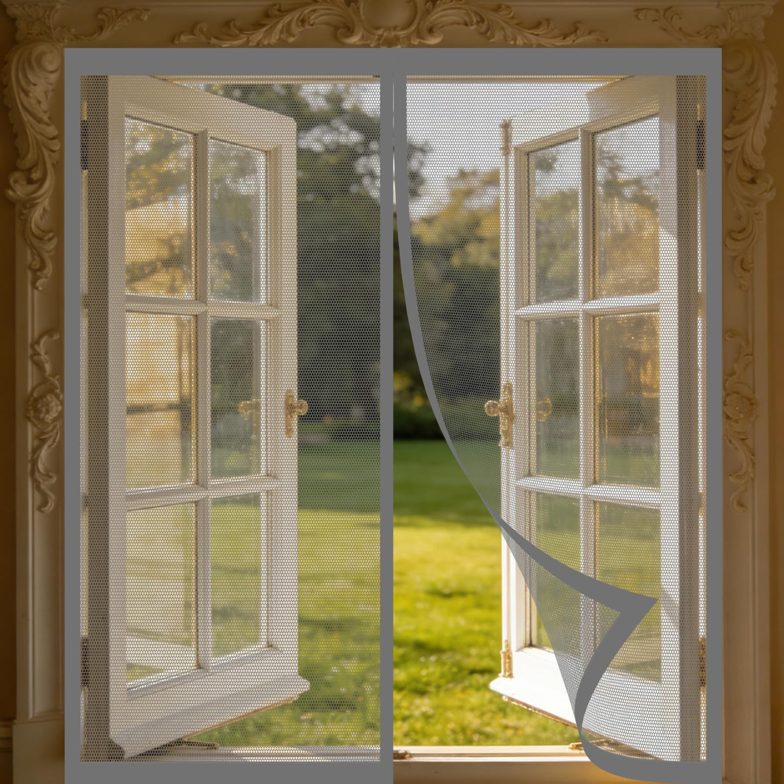 Moustiquaire magnétique 148x220 cm grise pour porte extérieure