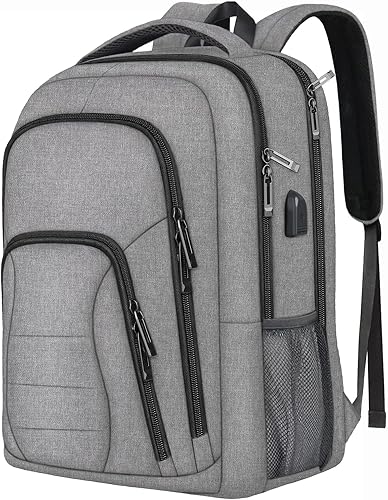 Mochila grande para portátil de viaje, mochila para portátil de 17 pulgadas amigable con la TSA, Gris, Moderno
