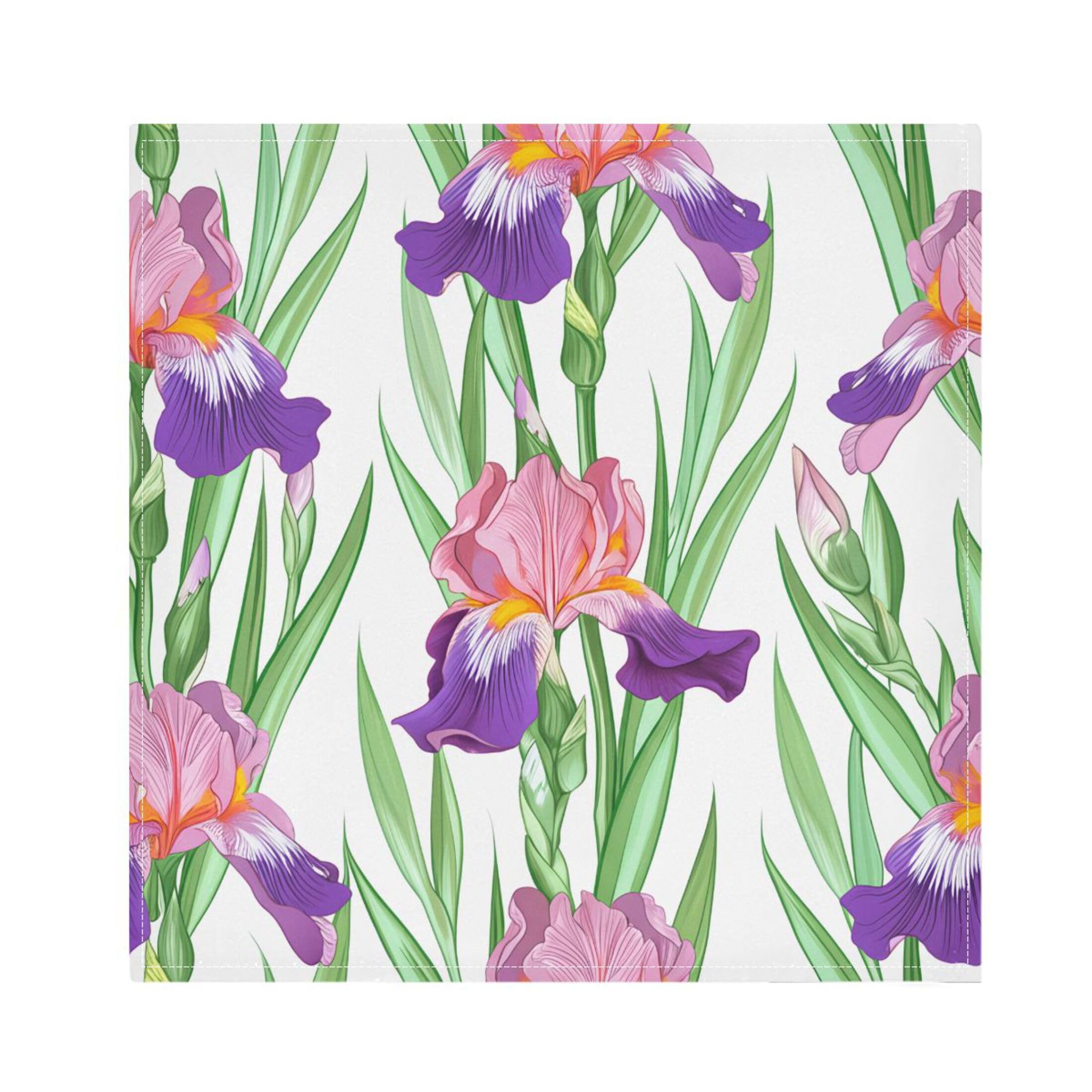Fuauuyl Cloth Napkins Set of 6 Irises Green Leaves Dinner Napkins 20x20 in, Washable & Reusable Fabric Table Napkin for Dining Parties Holiday, Eco-Friendly