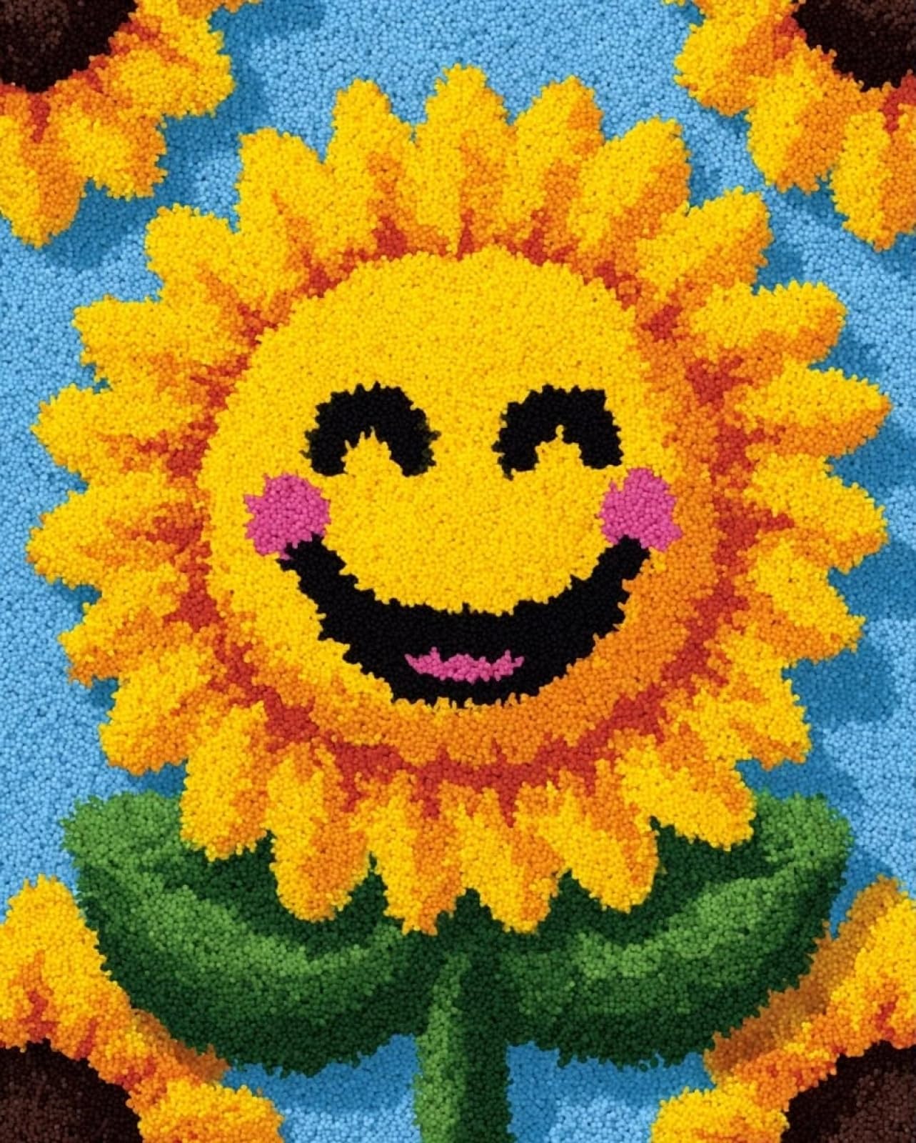 Wallphantom DIY Latch Hook Rug Making Kit for Adults,Smiling Sunflower