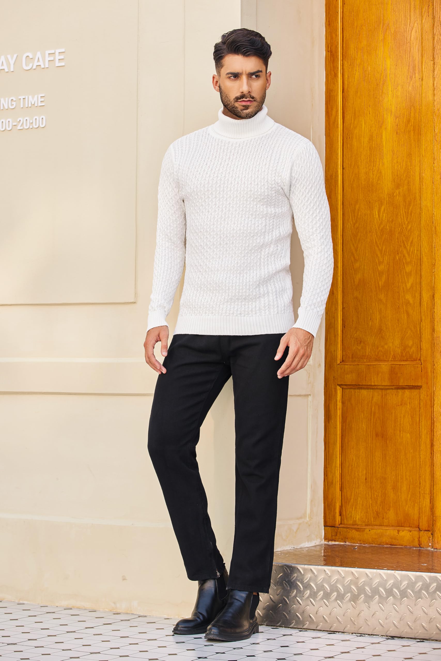 COOFANDY Maglione Uomo Collo Alto Maglione Dolcevita Elegante Maglia Lupetto Slim Fit Maglia Invernale