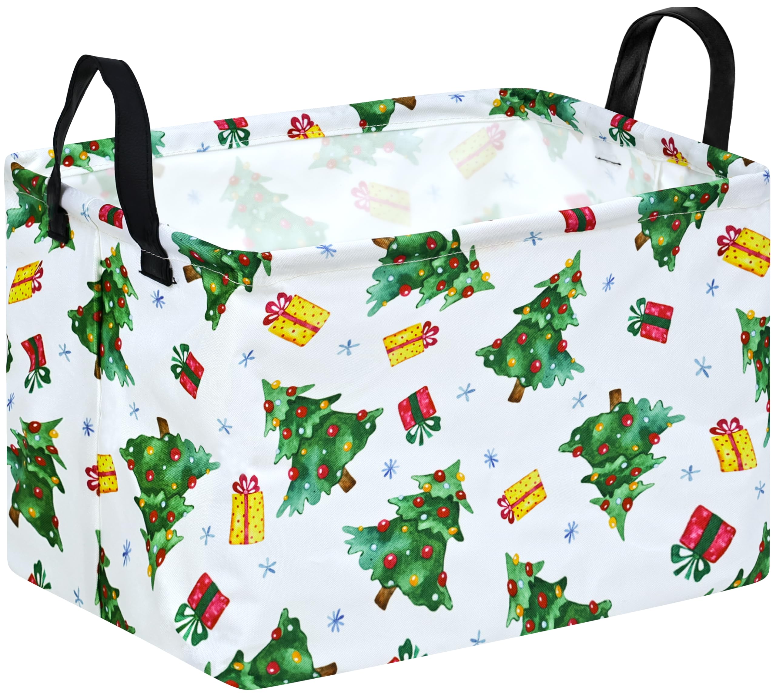 MAIZMZ Xmas Christmas Basket for Kids Gfits Storage Baskets Collapsible Nursery Hamper Waterproof Clothes Toy Bin Book Shelf Gift Basket Cube Party Decor โ image 1