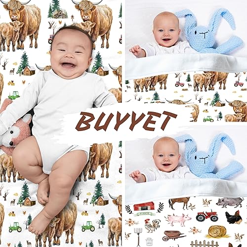 Miniatura 2 de Farm Highland - Manta de regalo de franela de forro polar, ligera, suave, bonita y acogedora para cama, sofá, viajes al aire libre, 40 x 50