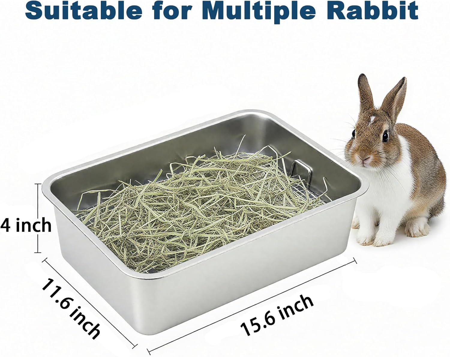 Stainless Steel Rabbit Litter Box,Bunny Litter Pan with Widened Grid,Toilet Tray,Deep Waste Storage