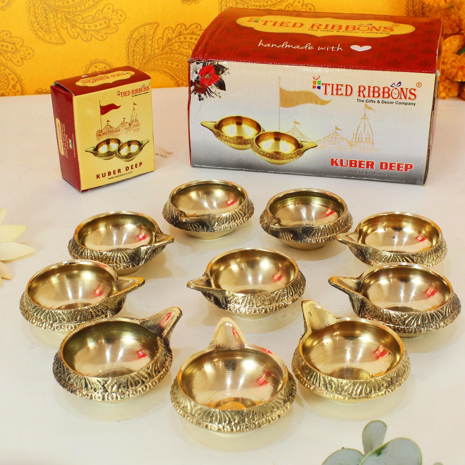 TIED RIBBONS Set of 10 Brass Diya for Puja Room Oil Lamp - Diwali Decorations Items for Home Decor Office (2.8 cm X 6.3 cm, Brass) - Diwali Decor - Diwali Gifts - Diwali Diya (B08KDP17QW) Amazon Price History, Amazon Price Tracker