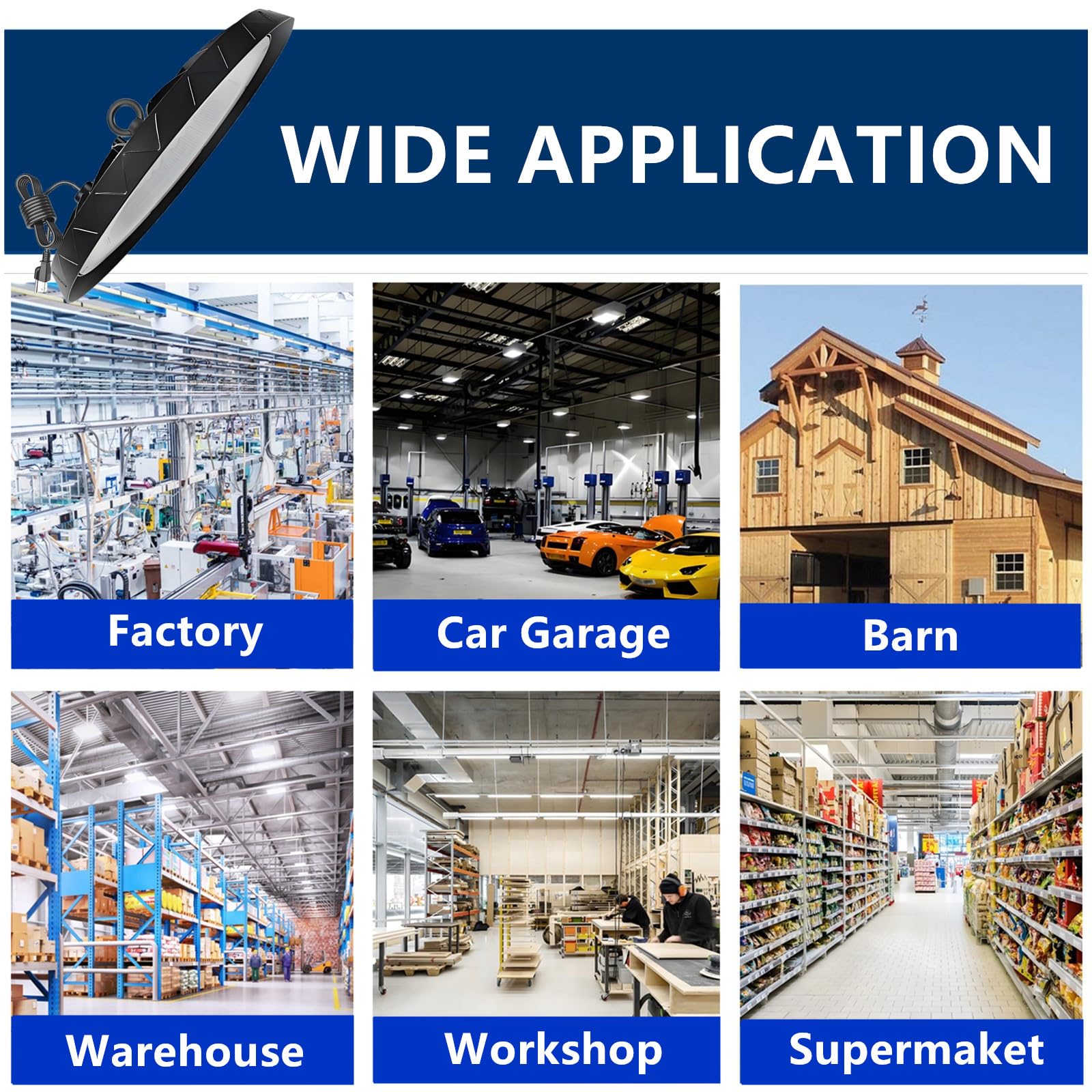 4 Pack UFO LED High Bay Light 150W Plug Play LED Shop Light 6500K Daylight 15000 LM Waterproof — view 6