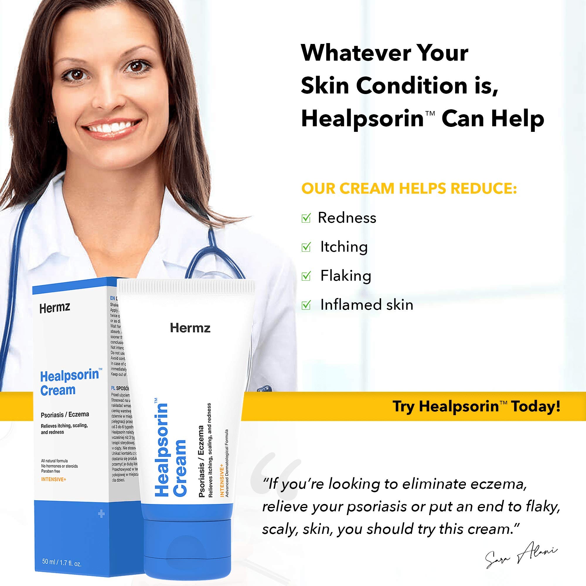 Cream for Psoriasis, Eczema, Rosacea and Dermatitis Reduces Dryness