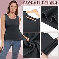 Vista 2 de 3 piezas de camisetas térmicas sin mangas para mujer, ropa interior de forro polar, suave, sin mangas, chaleco de capa base cálida