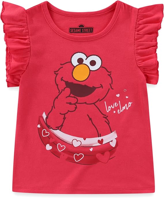 Sesame Street Elmo Girls Short Sleeve Shirt and Bike Shorts Set for Toddler
