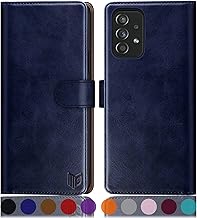 SUANPOT RFID Protection for Samsung Galaxy A52/A52S Case PU Leather Mobile Phone Case Leather Flip Case Card Slot Flip Cover for Samsung A52/A52S 5G Mobile Phone Case Leather Wallet Phone Case Blue