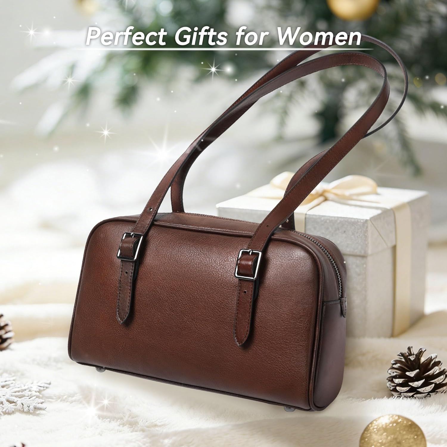 COOLCY Leather Tote Bag,Genuine Leather Purses Trendy Handbags,Vintage Hobo Clutch Shoulder Bags for Women