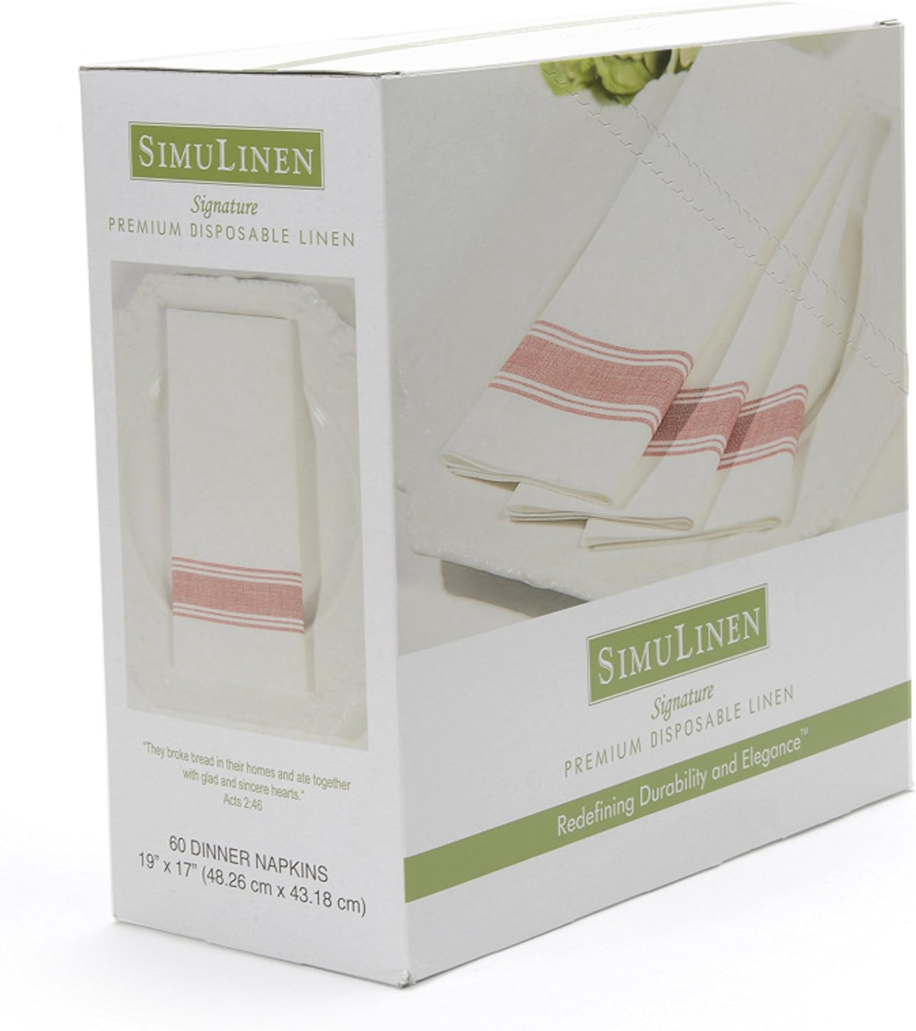SimuLinen Dinner Napkins -Red Farmhouse / Bistro Stripe - Decorative Cloth Like & Disposable Large Napkins - Soft, Absorbent & Durable (19"x17" - Box of 60) : Health & Household