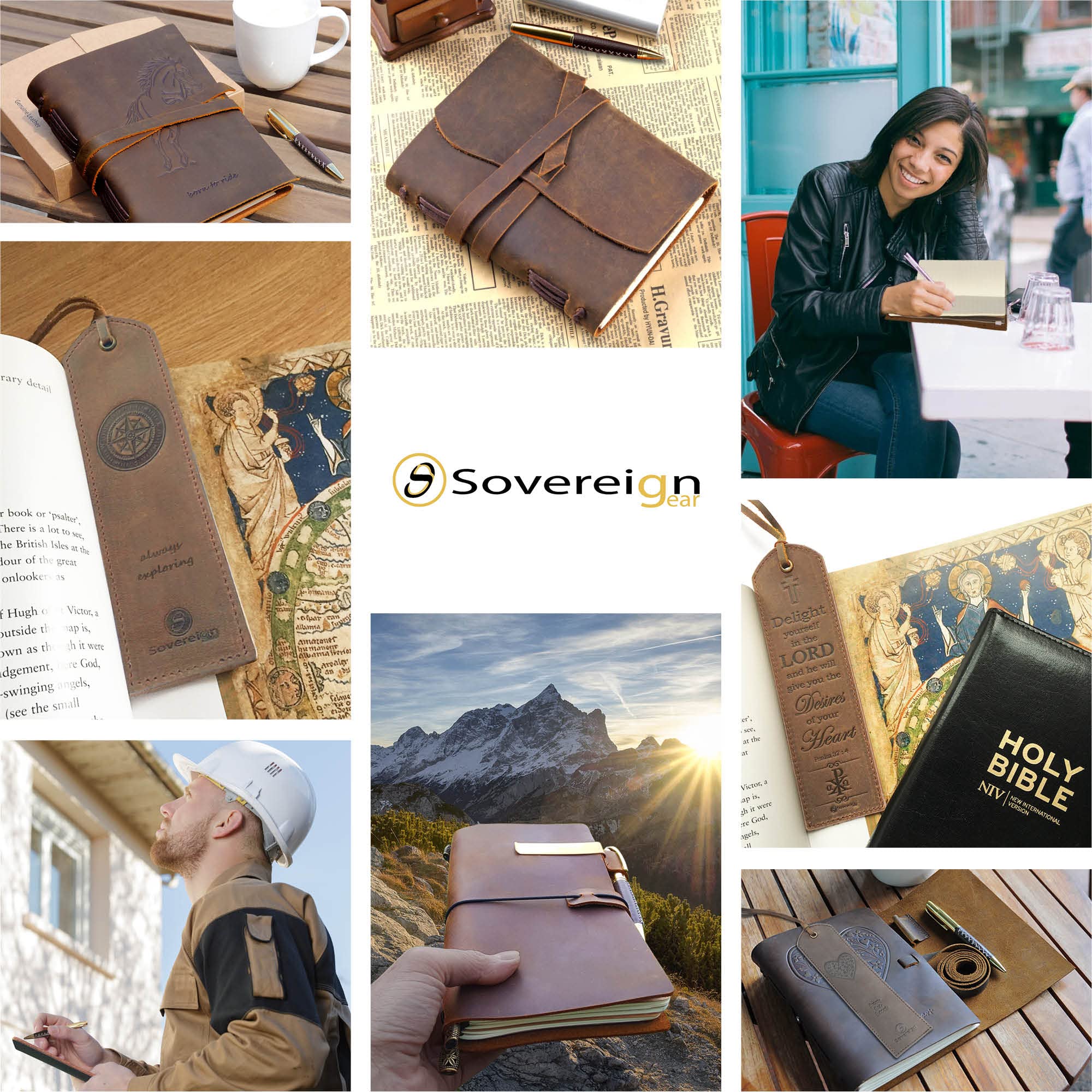 Sovereign-Gear Lederbezug für Moleskine Cahier Notebook 8,9 x 14 cm. Handgefertigte Vintage Ledertasche für Papiertaschen-Feldnotizbuch und Kleine Notizblöcke. Lederbezug, Papierheft + Stift