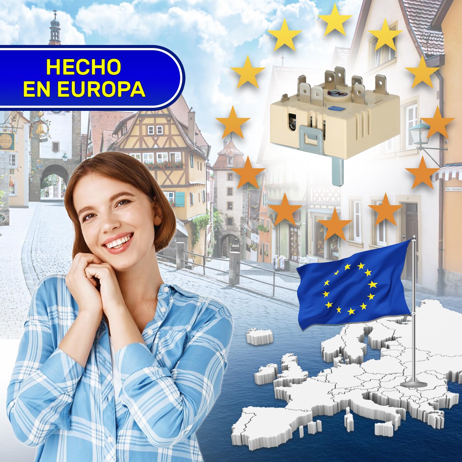 Regulador de Energía para Quemador de Placa Eléctrica 13A 240V con Código Original 315078824/2 3150788242 para AEG 50.57071.010 para EGO - Garantía de 10 Años - MONTERAL
