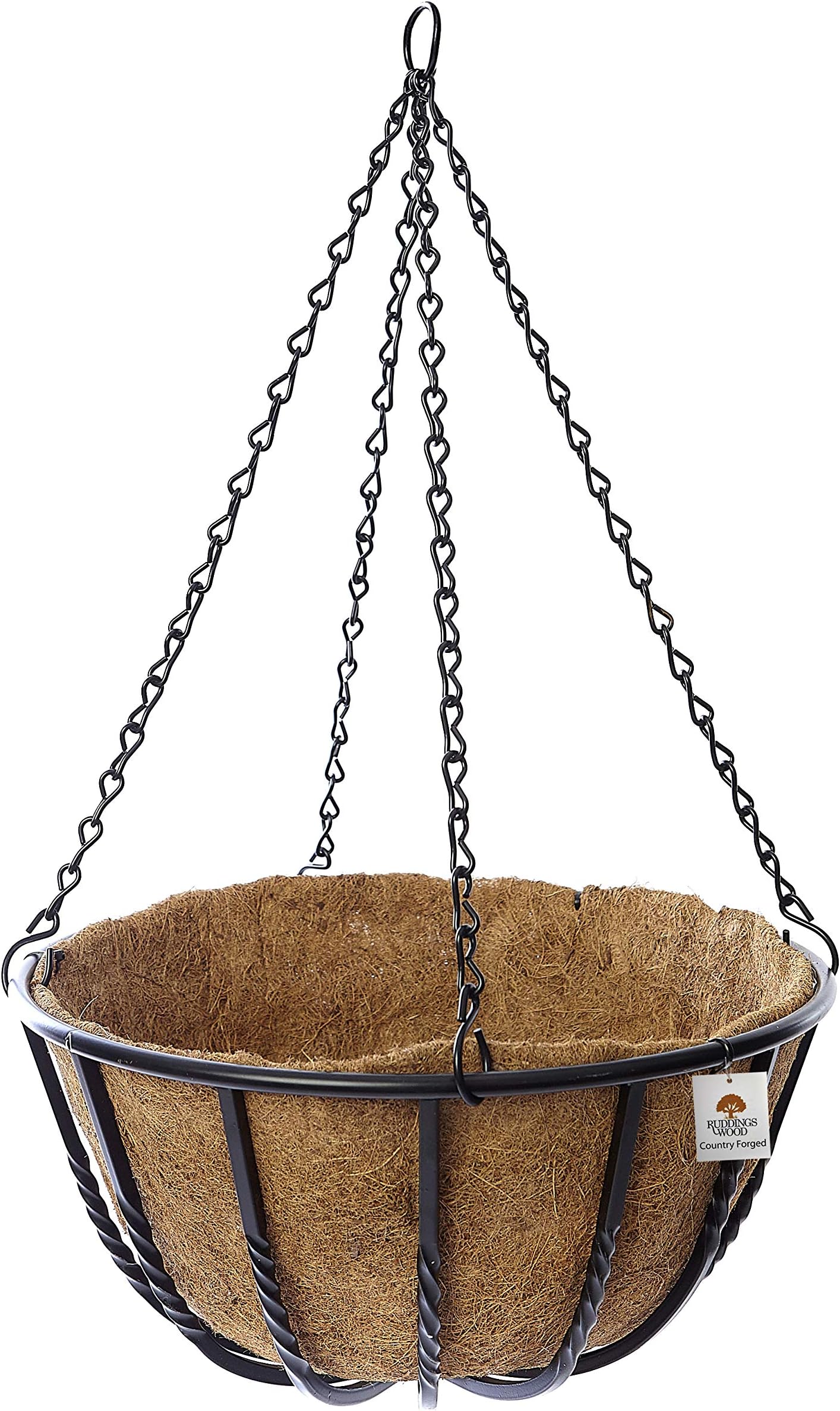 RUDDINGS WOOD Metal Garden Hanging Basket Black Planter Pot Heavy Duty Country Forged 14" 35cm diameter
