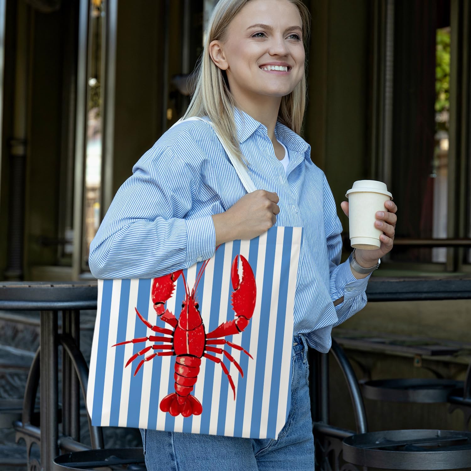 NATSUNO Canned Sardines Tote Bag,Fish Gifts for Women,Western Tote Bags for Women,Reusable Grocery Bags,Sardine Lover Gifts - Image 2