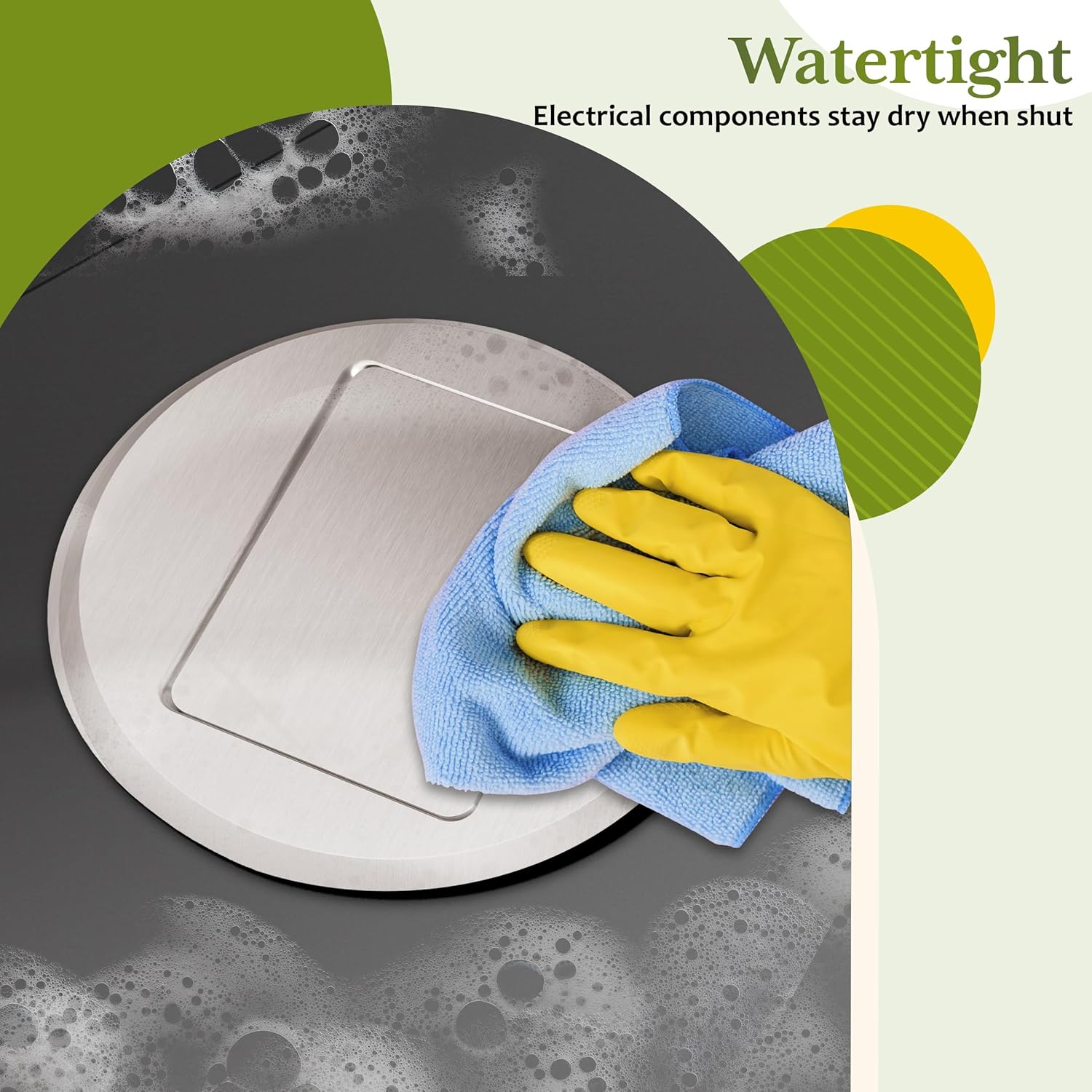 TG Round Pop-Up Floor Box Kit, 20A Tamper-Resistant Weather Resistant Receptacle Outlet, Outlet Cover Box, Watertight Gasket and Corrosive Resistant Hardware, Nickel Plated Brass, Stainless Steel